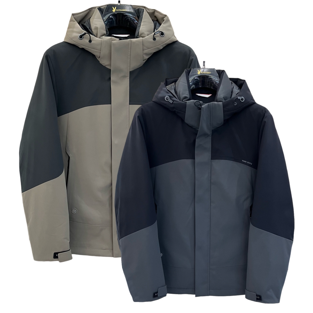 【宝鹿优品】防风防水男装保暖连帽潮流加厚羽绒服运动男款B610