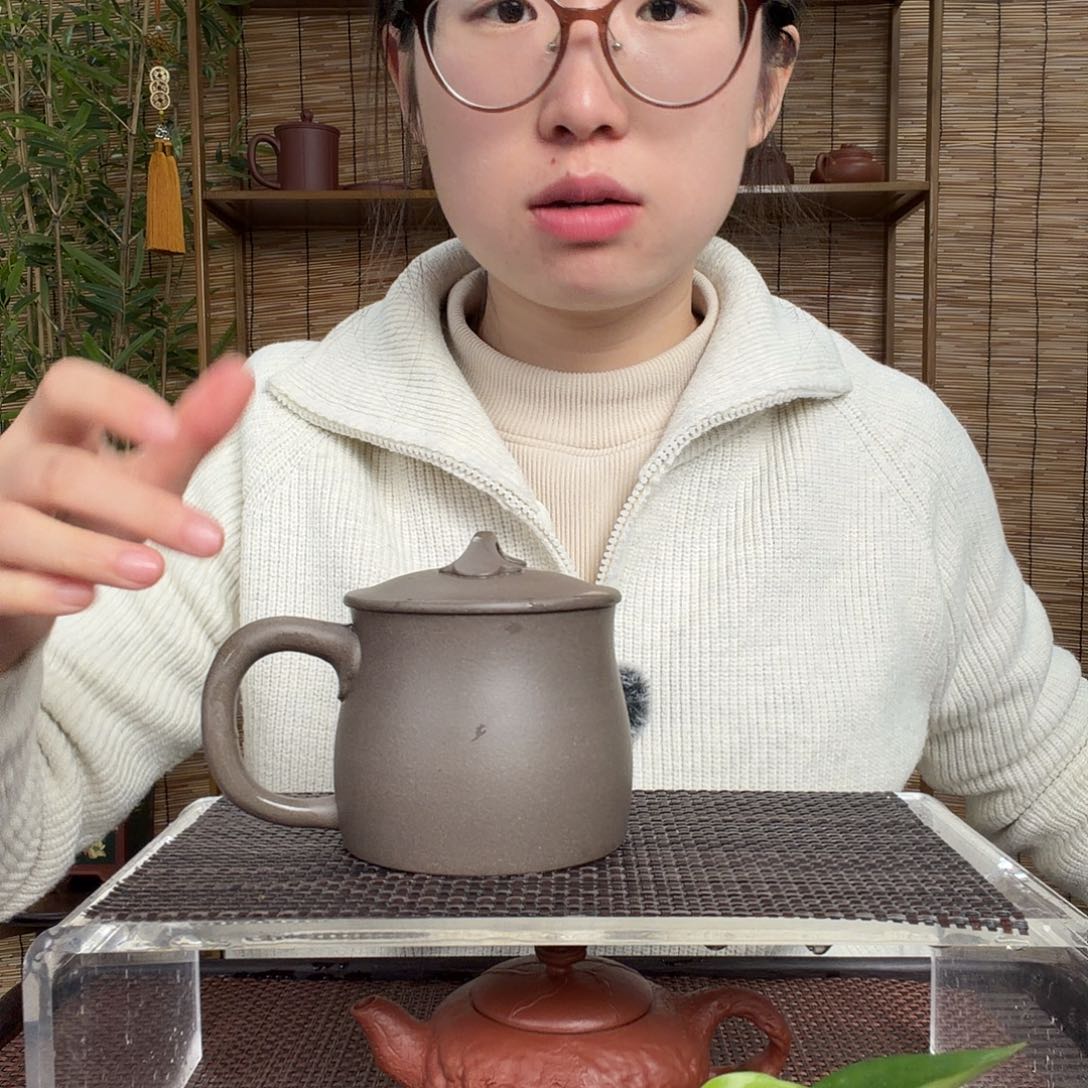 茶壶紫砂青段如意办公杯没礼盒微瑕400CC左右