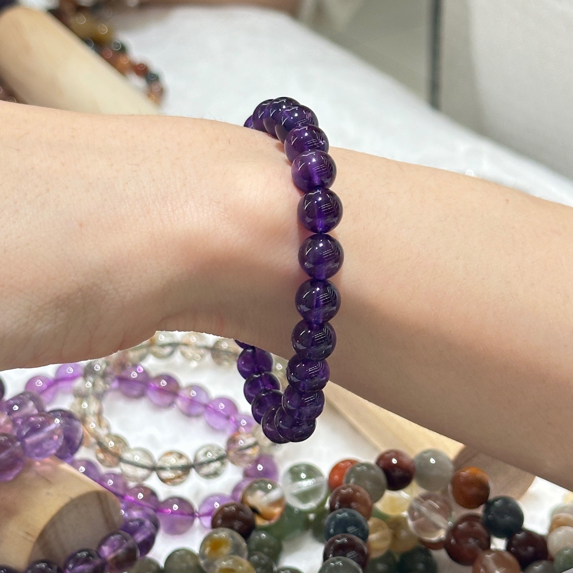 乌拉圭紫水晶百搭卡8+（手串随缘不支持退还介意勿拍）