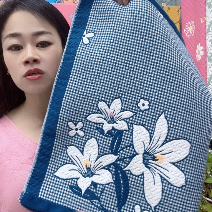 棉胡蓝色枫叶纯棉