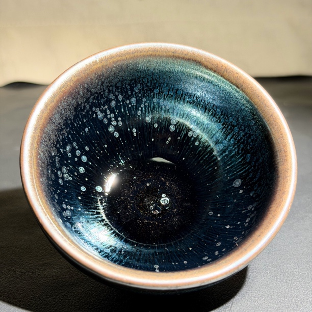 建盏茶器主人杯 七彩耀变 束口 原矿铁胎电烧作品