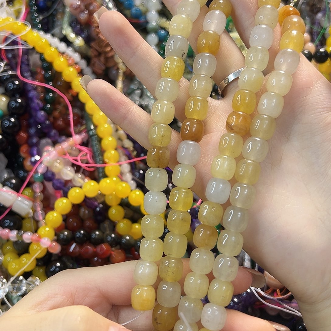 玛瑙/玉髓未镶嵌珠宝半成品金丝玉老型珠卡10一条