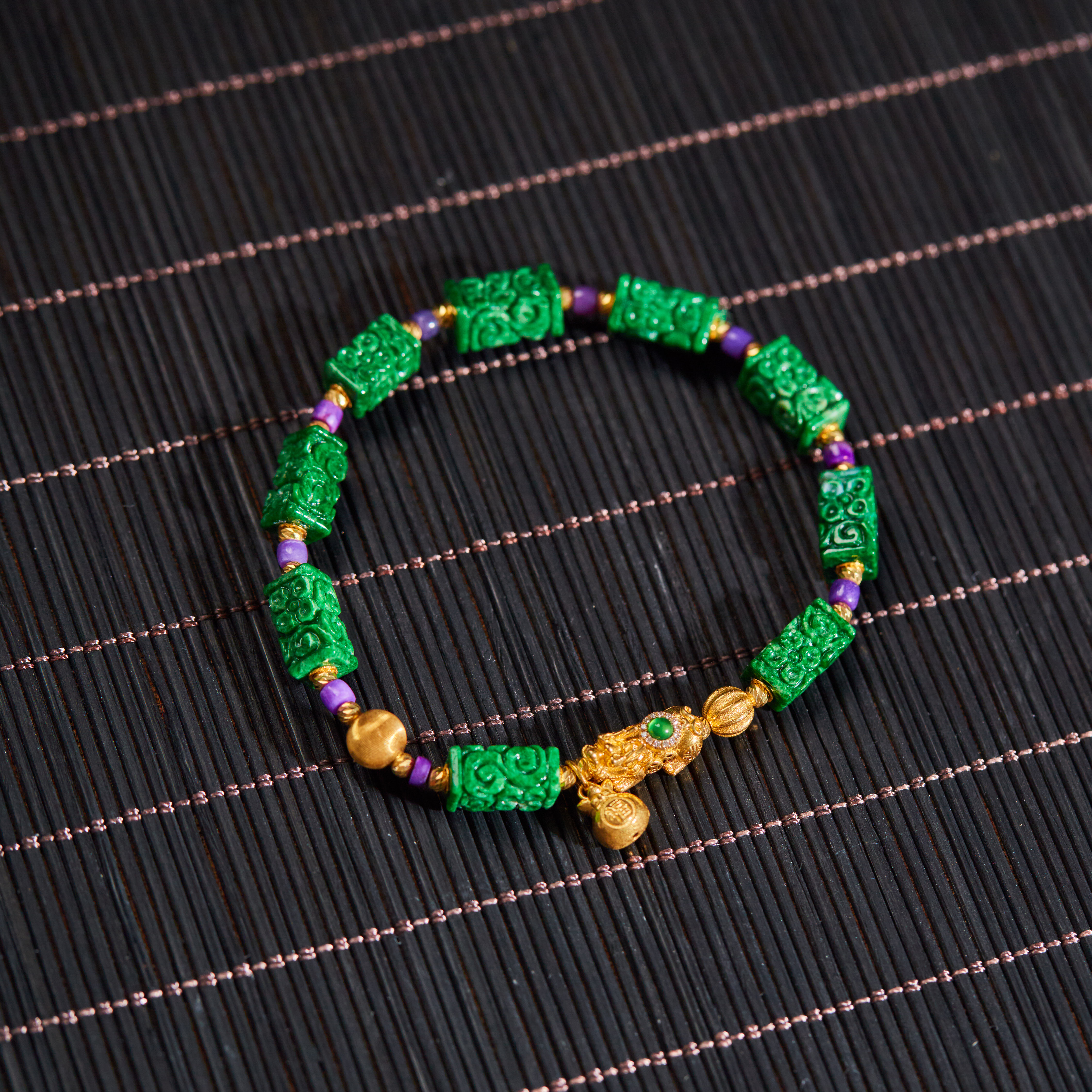 【云上雅岚】花楹丨C55970-18K翡翠手串-5.5mm-多样性发一件