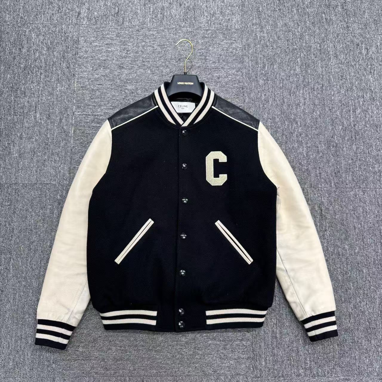 95新 Celine/思琳 Celine 字母C拼接棒球服/46/编码14262