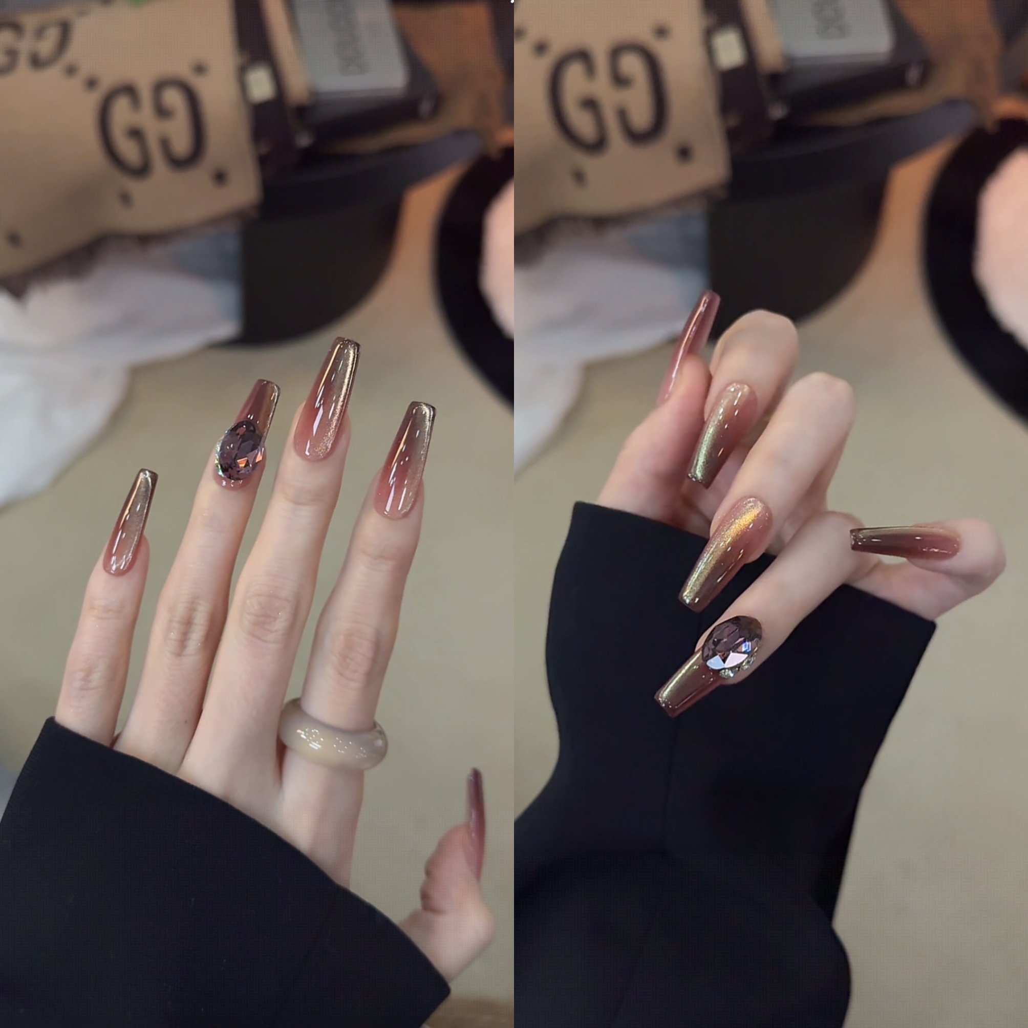 【腥红玛丽】爆显白！高级感的红！极光猫眼巨灵动纯手工美甲穿戴甲片