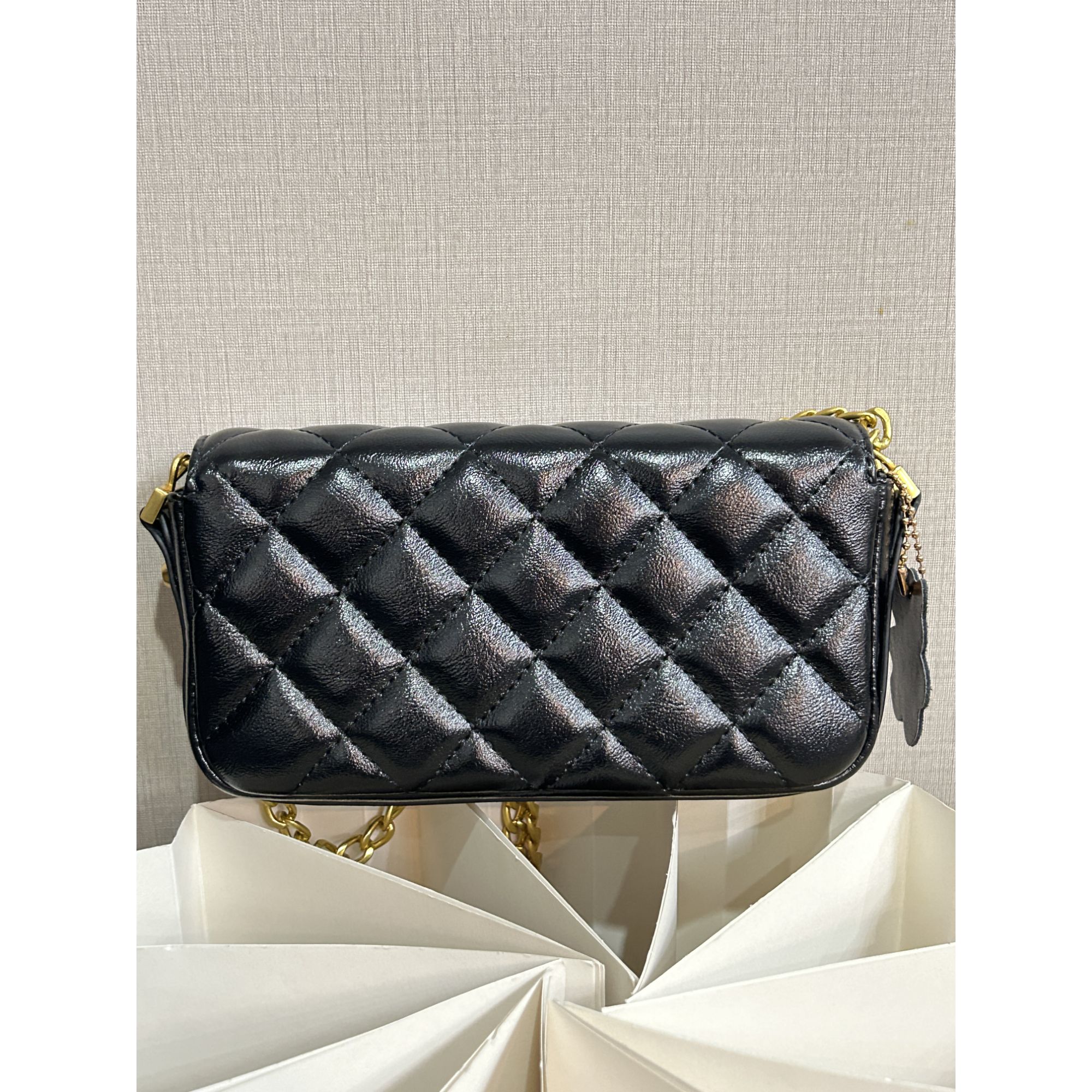 TOLEX2025新款手工时尚百搭方块大眼女包黑色