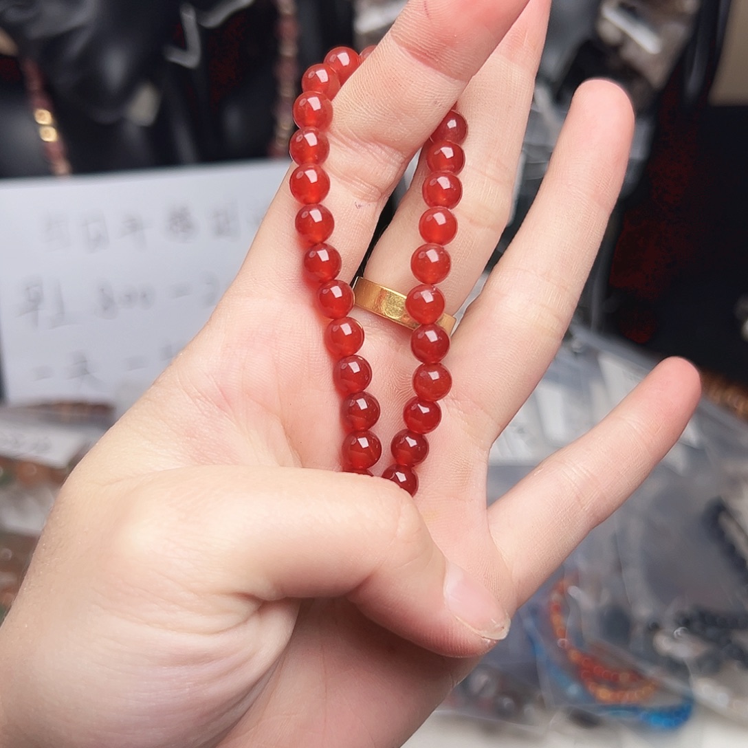 玛瑙/玉髓合金珠宝半成品h63 冰红玛瑙一条