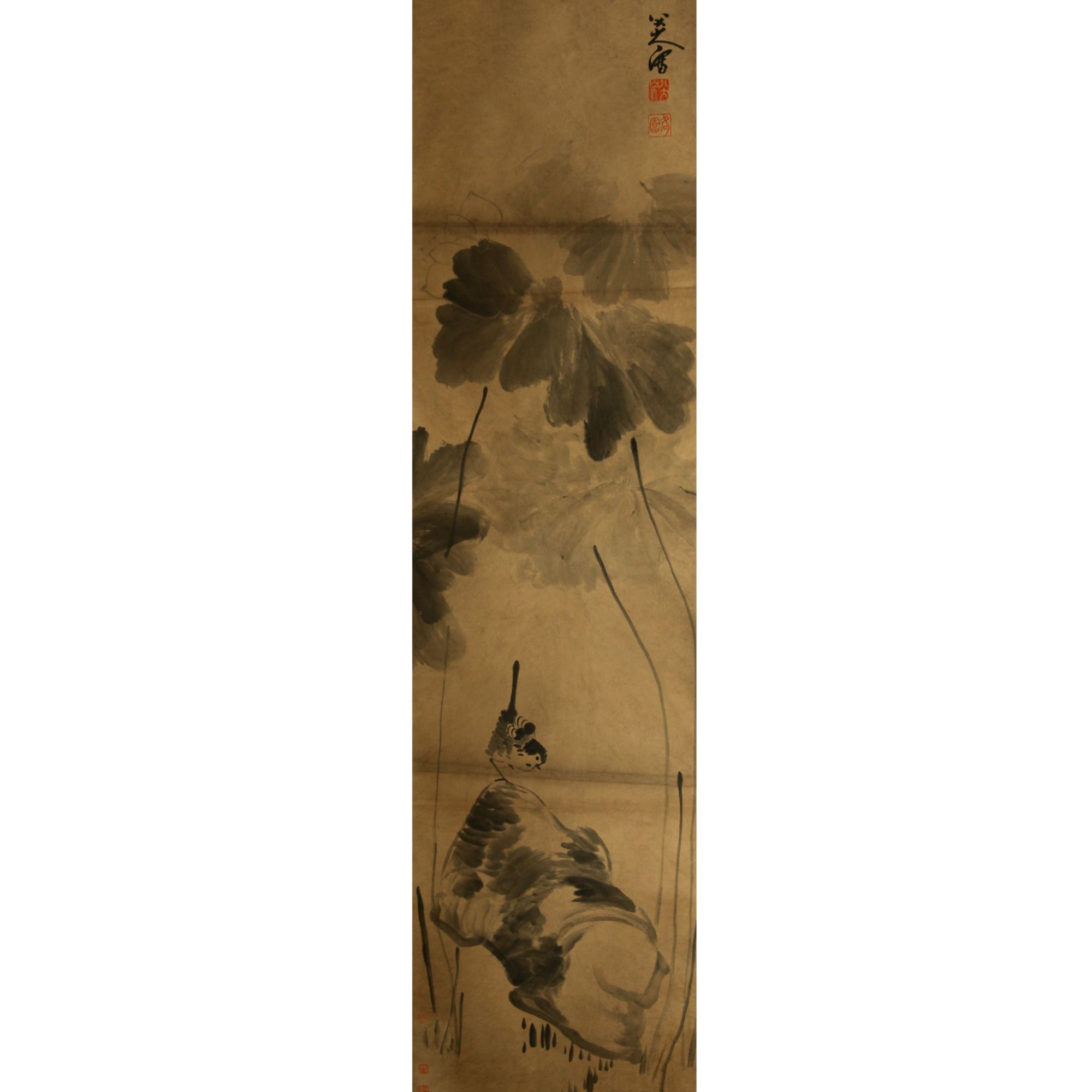 15  荷花小鸟  177.5×36  纸本立轴