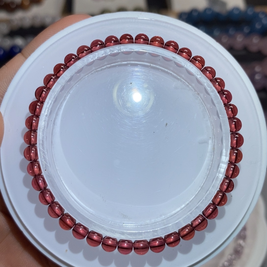 水晶手链未镶嵌毕业干枯玫瑰石榴石4.3mm