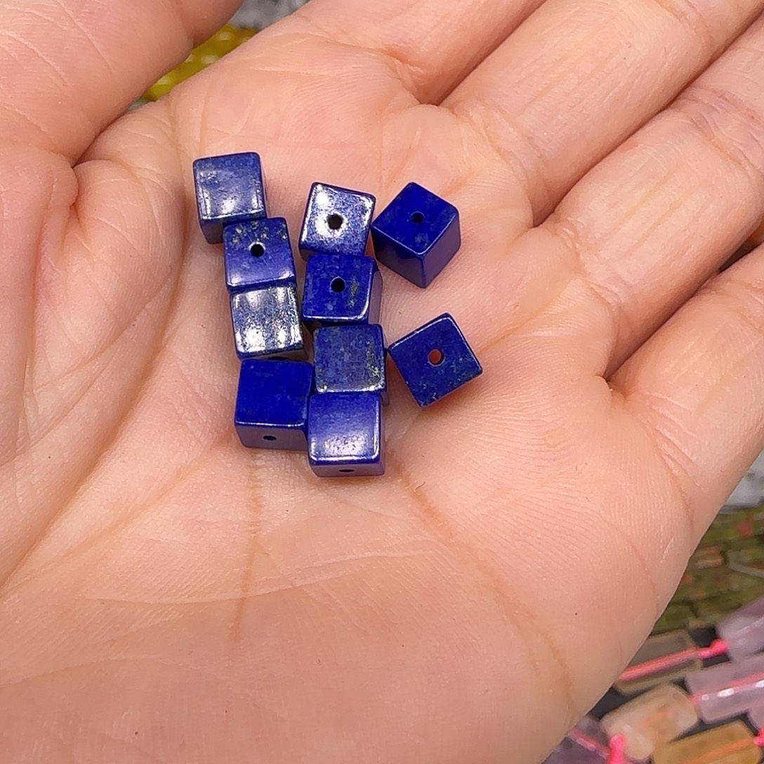玛瑙/玉髓合金珠宝半成品青金方糖5mm10颗