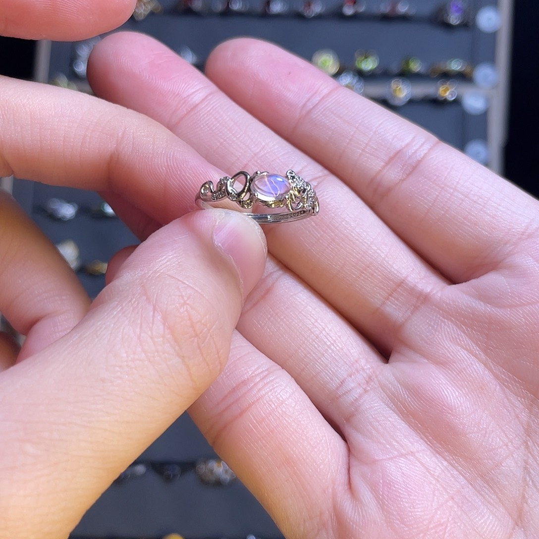 拉长石戒指银S925镶嵌