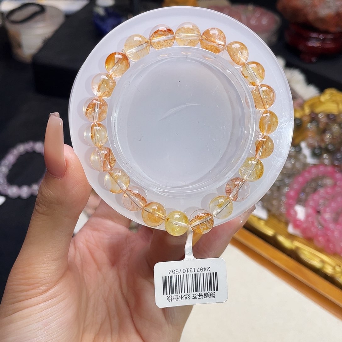 水晶手链未镶嵌橘子汽水胶花8.5mm