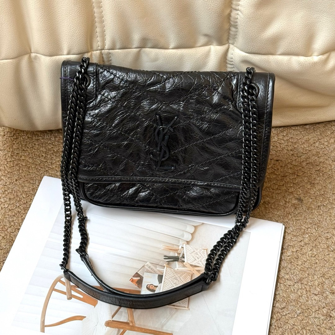 95新 YSL/圣罗兰 Ysl so black 牛皮Niki 小号/660561241