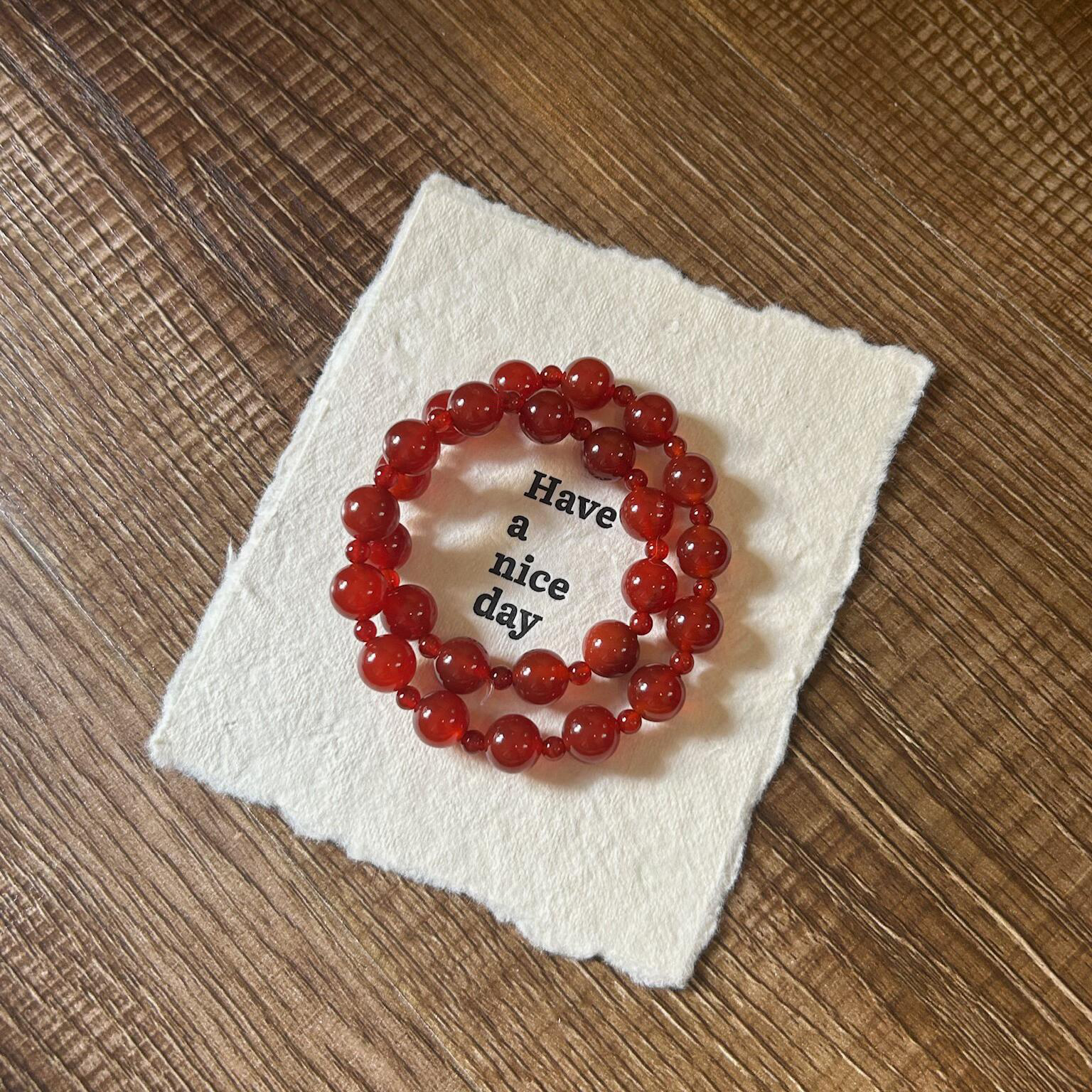 露*丝同款天然红玛瑙双圈卡8手串女款显白大气手链