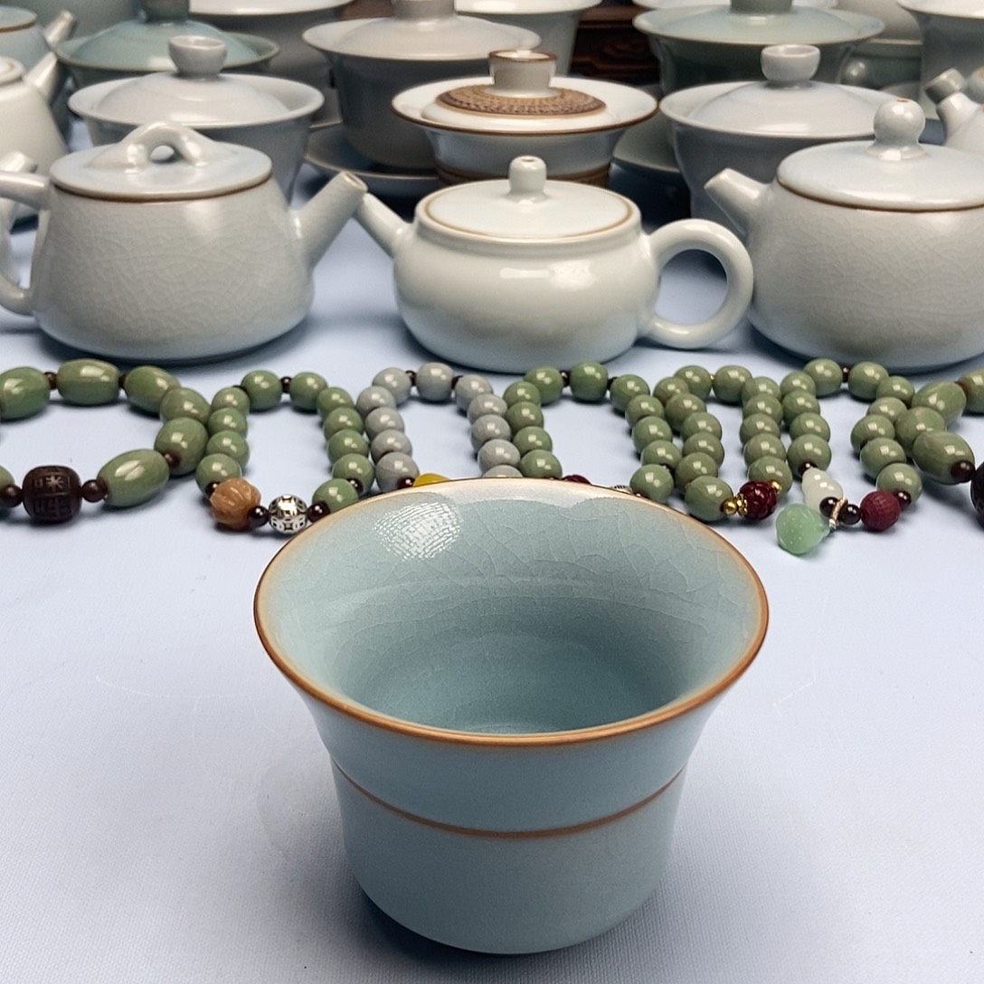 杯➑天青微蓝腰缠万贯马蹄缠原矿原釉原产地