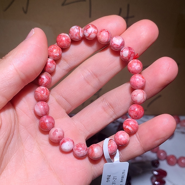 天然辰砂原石玉化料手串