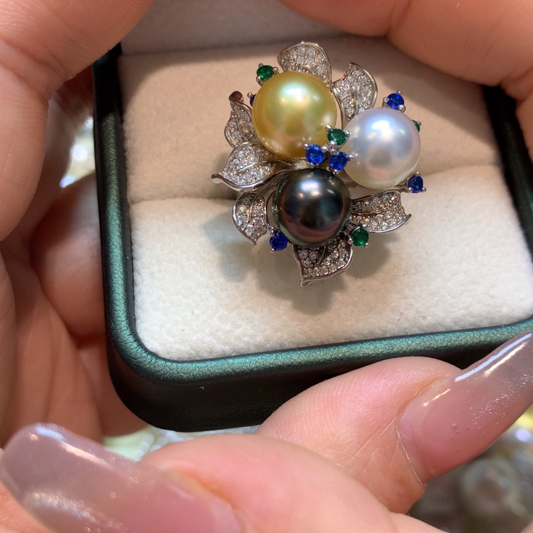 海水珍珠戒指银S925镶嵌