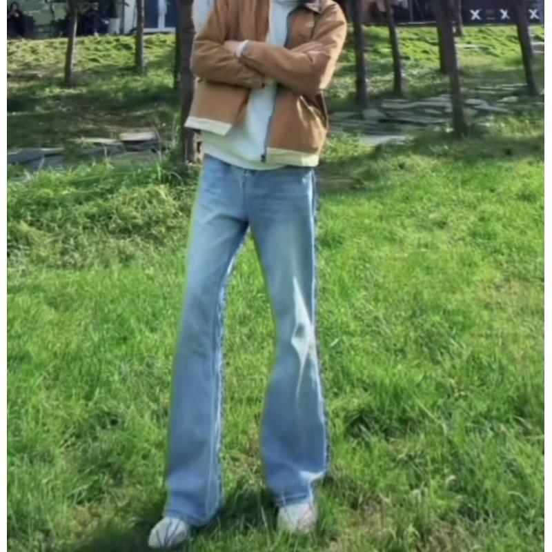 Y01 新款517版型宽松直筒蓝色百搭休闲牛仔裤夏季潮