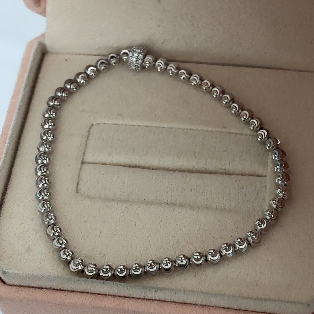 足银皮质意大利银手链