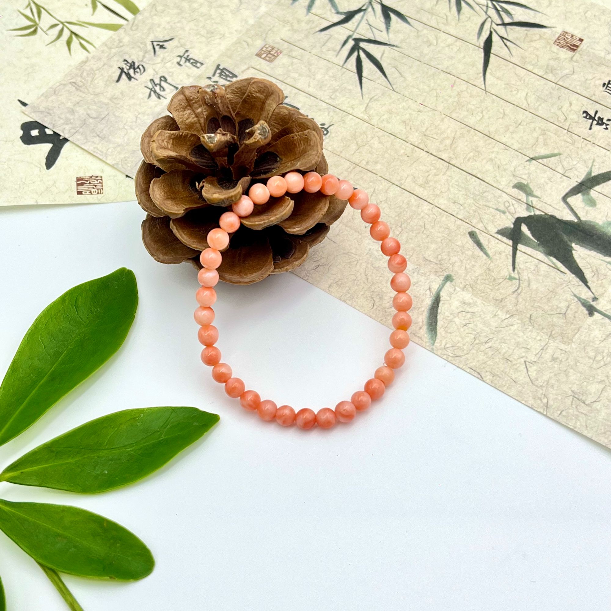 【中展红珊瑚】天然小MOMO珊瑚手串 约4.8mm+  多样性发一