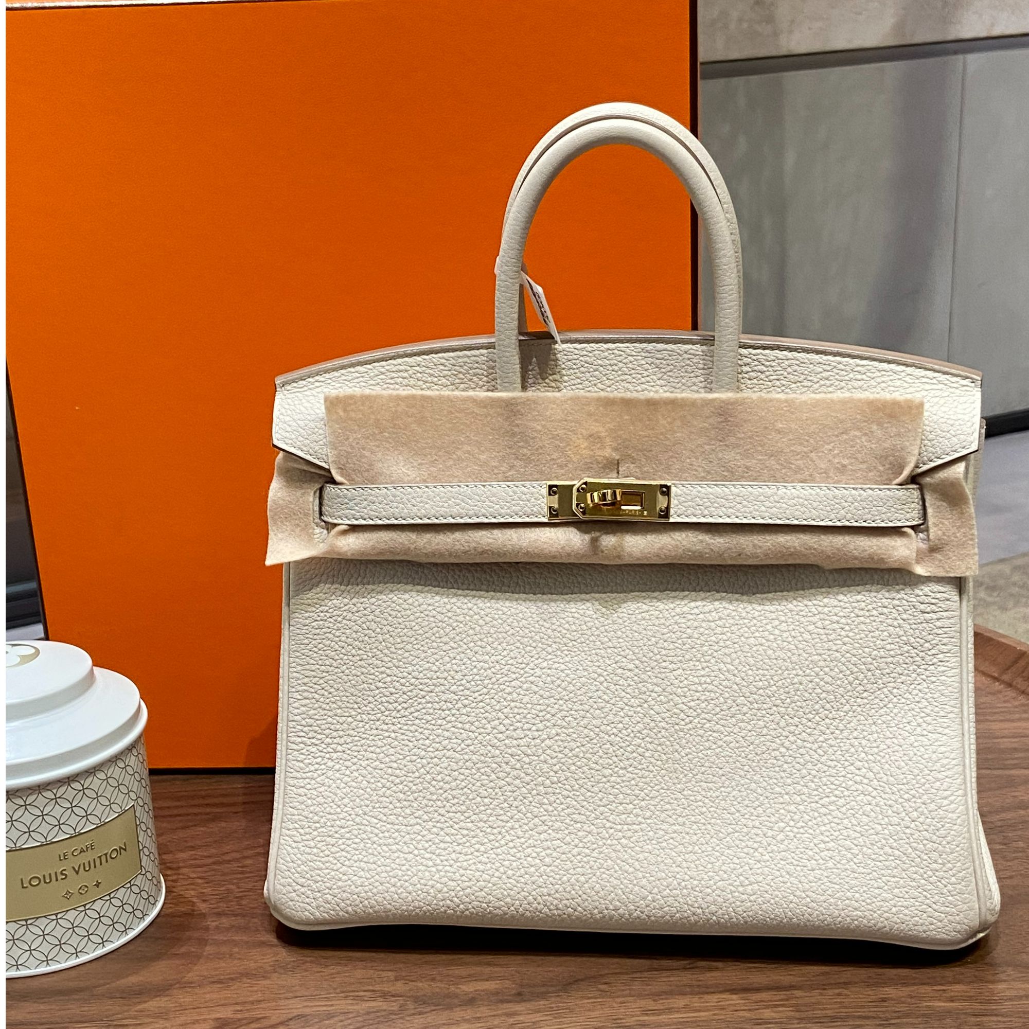 99新 Hermes/爱马仕 爱马仕bk25奶昔白金扣w刻 13397829 