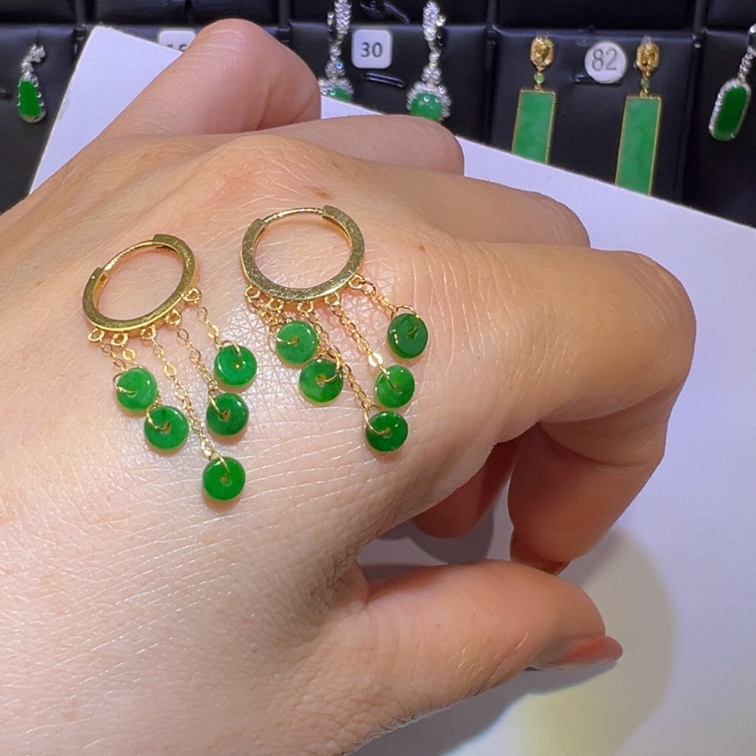 翡翠颈饰18K金镶嵌耳环