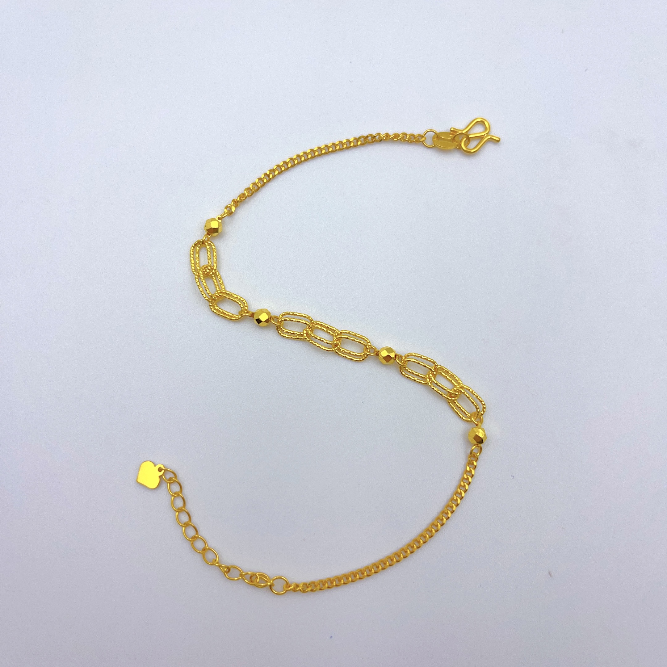 足金999蹦迪花丝卡链黄金手链5G精工流行百搭送礼时尚