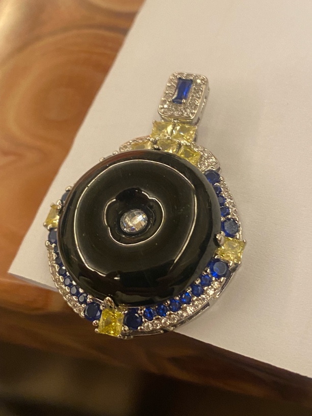 天然翡翠A货墨翠平安扣吊坠