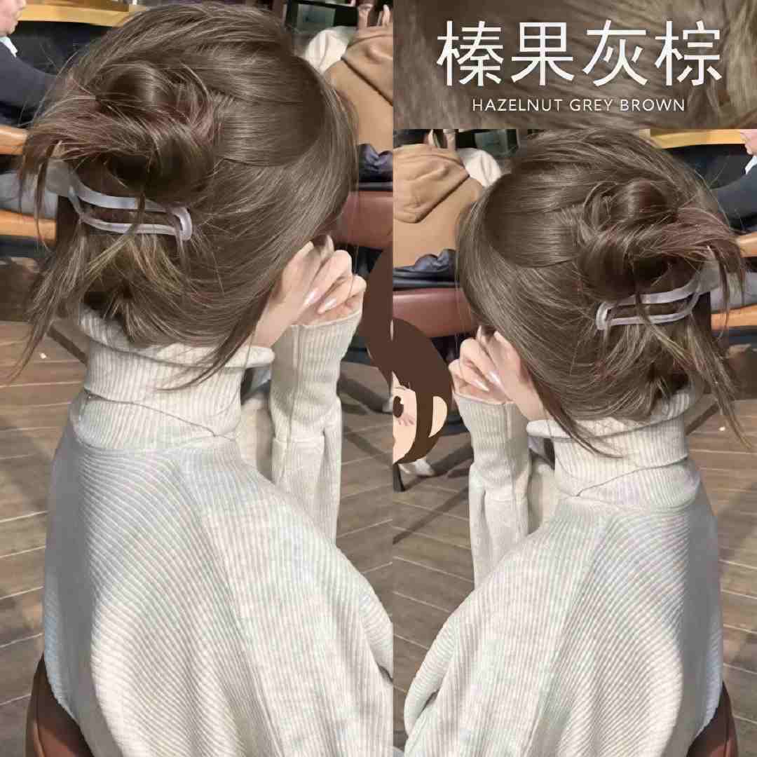 榛果灰棕亚麻感奶茶染发膏剂免漂显白温和不刺激流行植物纯okcss