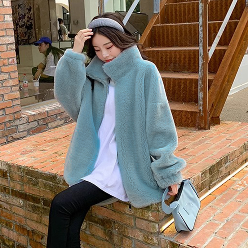 【薇哥内部自营】立领保暖羊毛羊剪绒皮草短外套