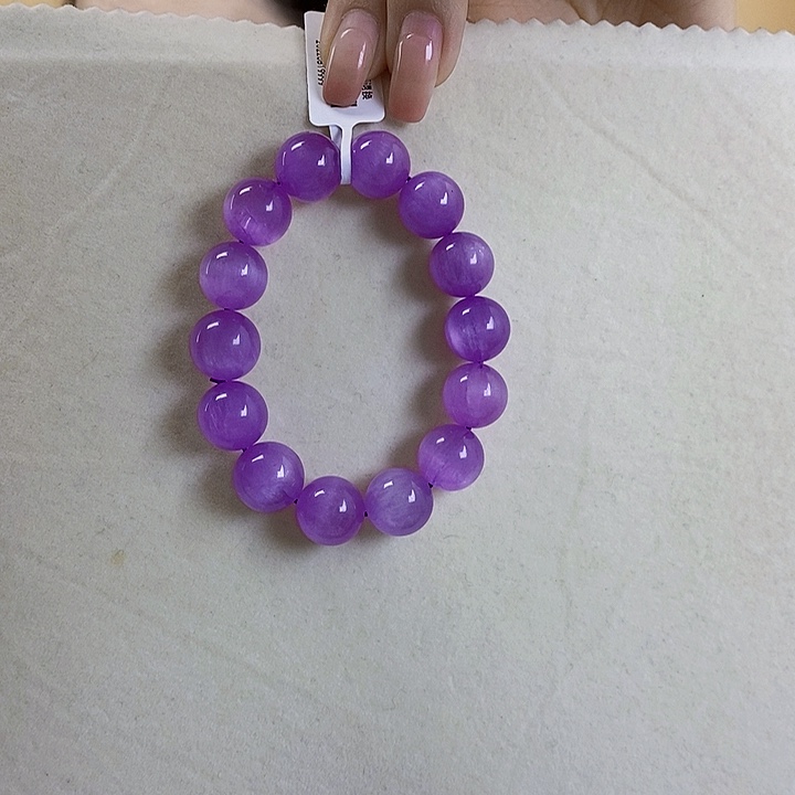 锂辉石紫锂辉高冰收藏级特级手串13+未镶嵌