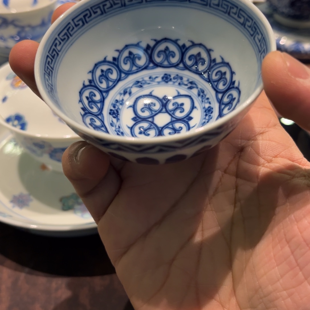 哞*犇青花菊瓣纹宝相鸡心