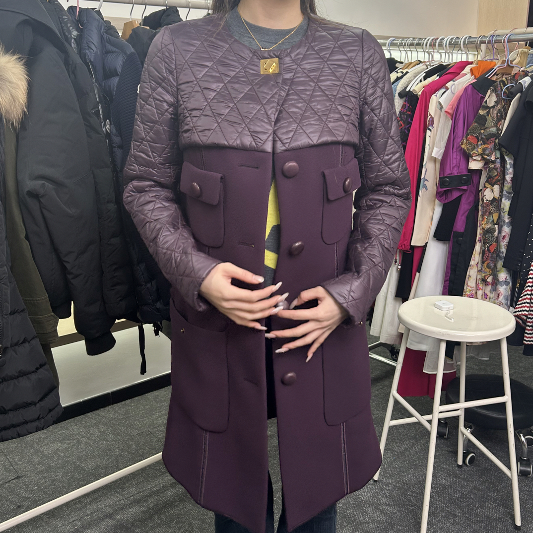 99新 LouisVuitton/路易威登 HZlv路易威登紫色连衣裙外套大衣二