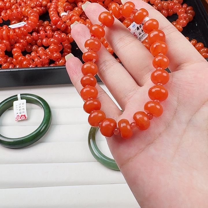 南红玛瑙算盘珠卡10手串未镶嵌