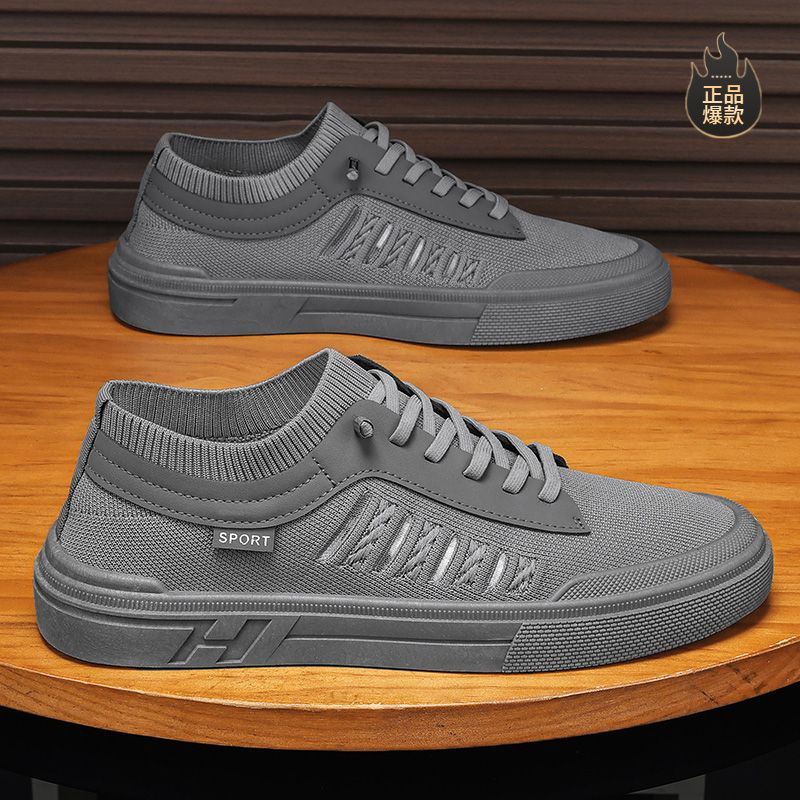 断码夏季男鞋透气网面薄款防臭运动鞋男士司机开车一脚蹬飞织袜子