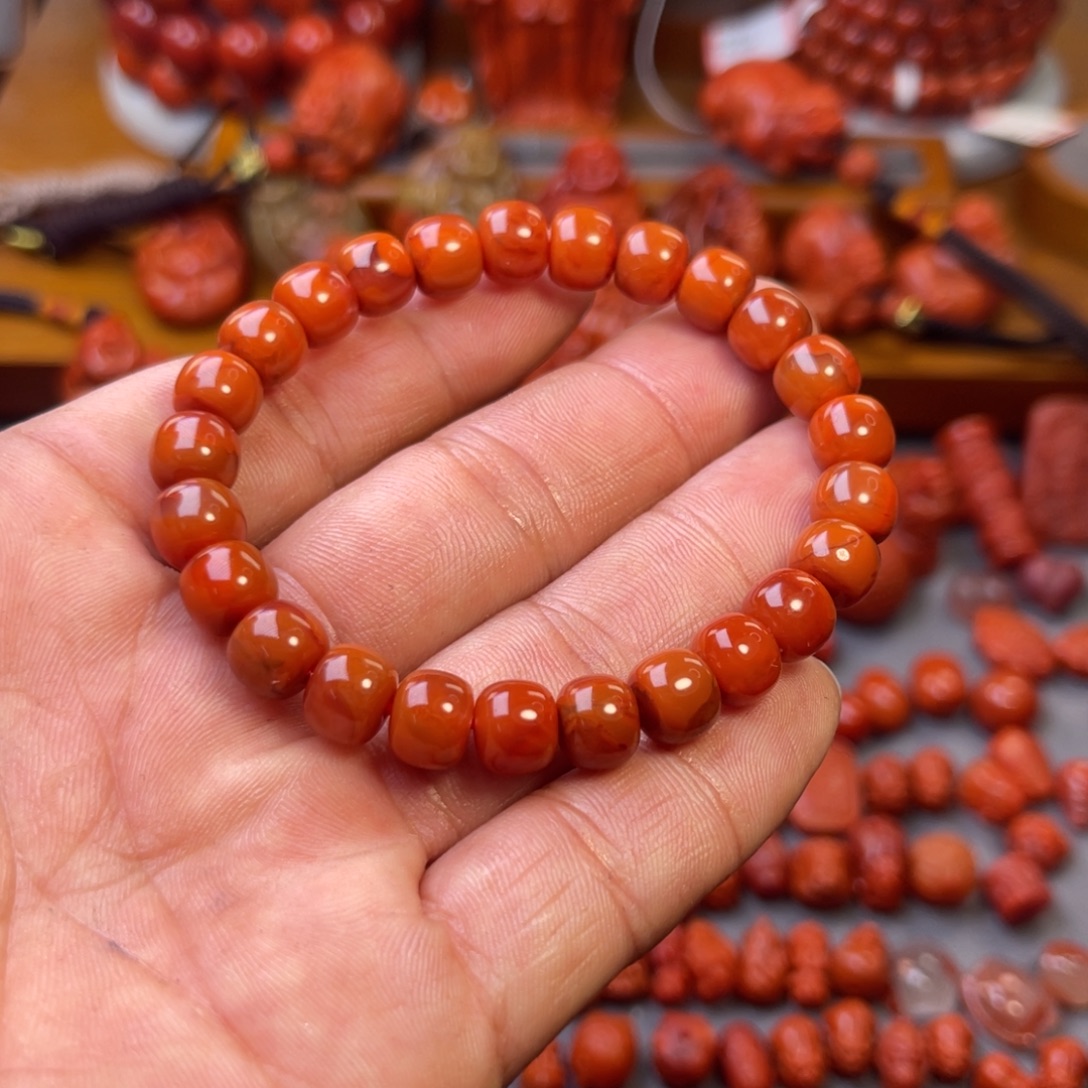 南红玛瑙未镶嵌川料精工老型手串8➕
