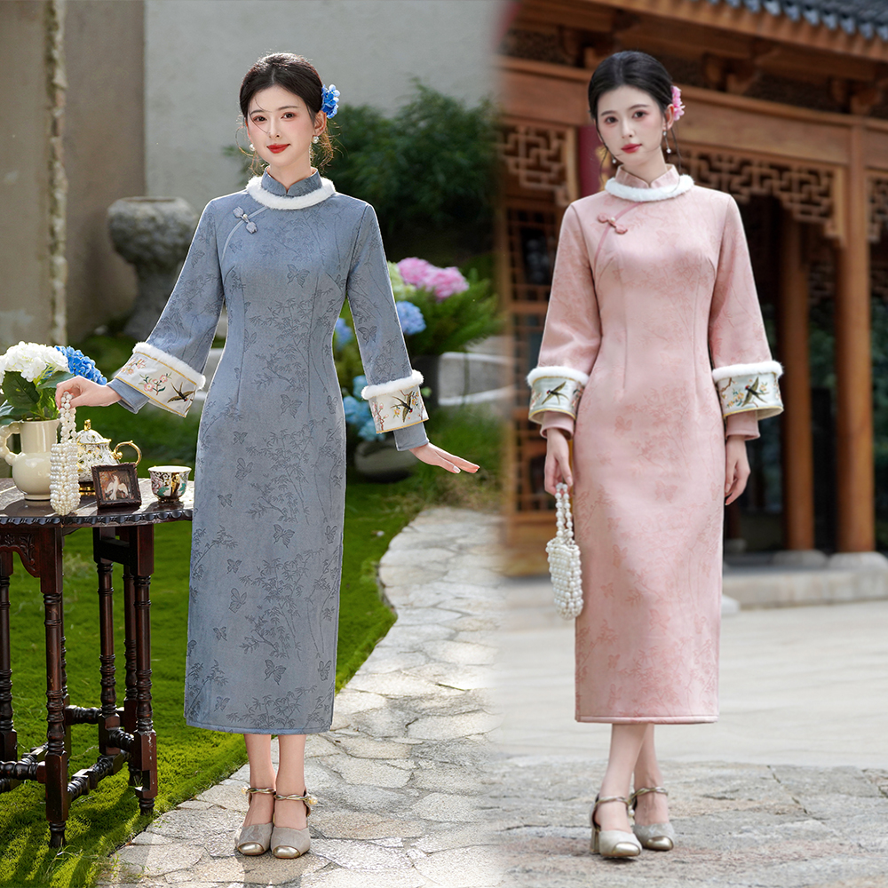 云芙/S-3XL  冬季2025新款旗袍加绒加厚气质优雅女年轻显瘦日常