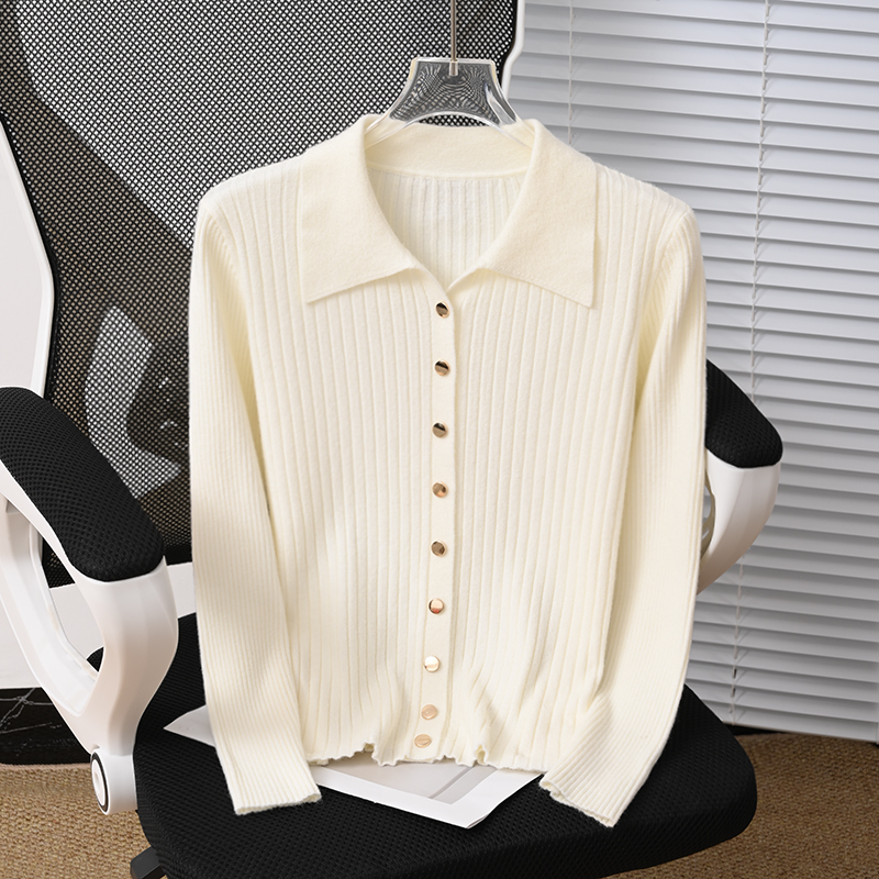 polo领针织开衫【90-210斤】大码修身洋气显瘦外穿百搭女装秋冬新款