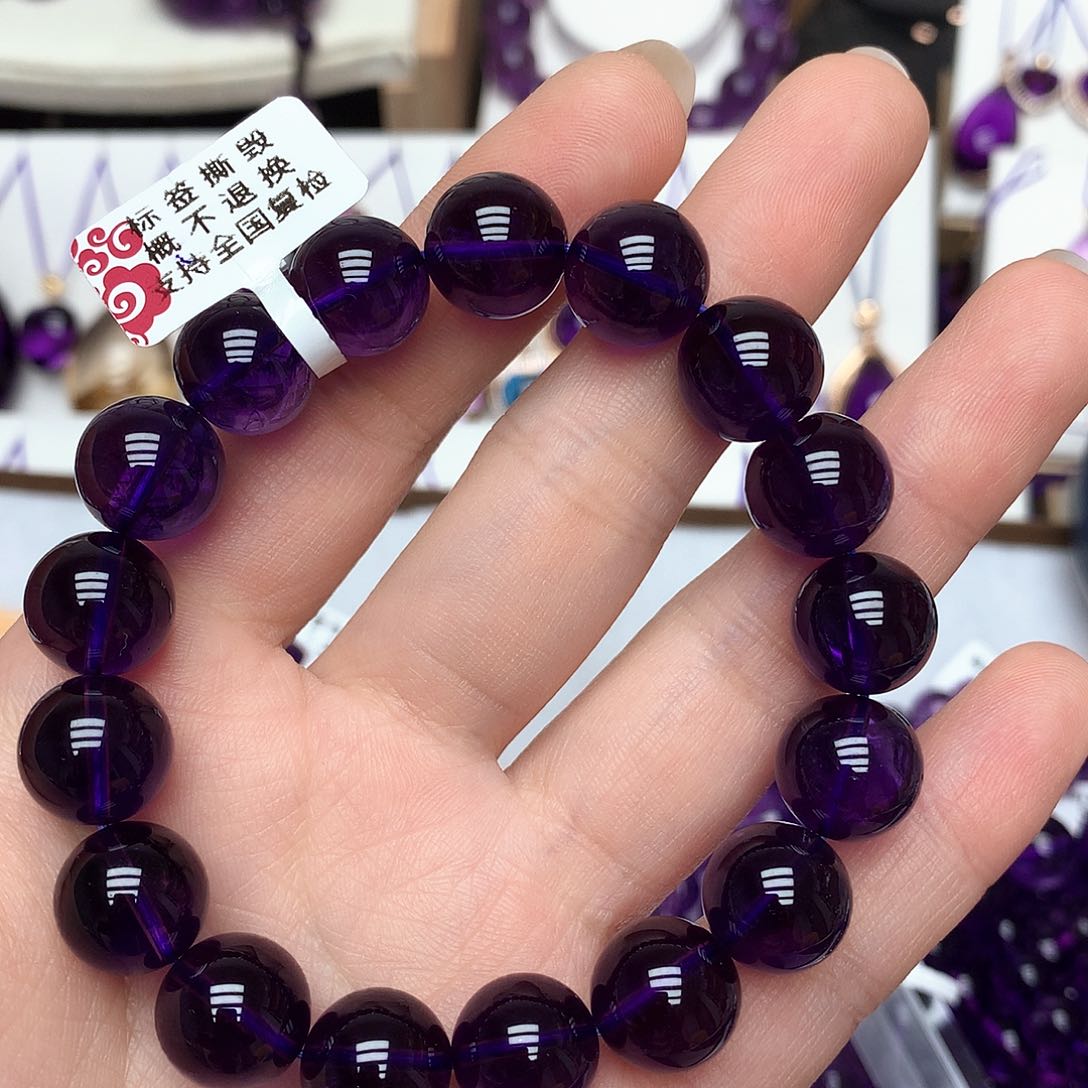 乌拉圭手串12mm未镶嵌紫晶
