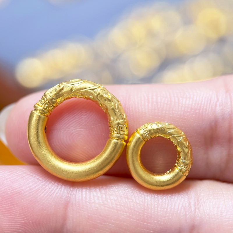 【金哆哆】足金999 平安扣祥云圈金箍圈 水贝5D黄金编绳手串配件DIY