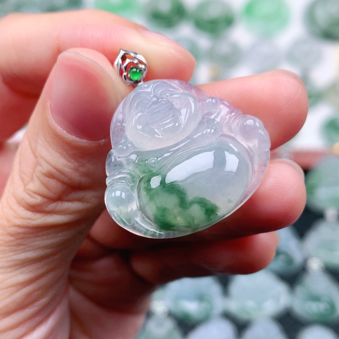 翡翠吊坠(不含链)18K金镶嵌淡*