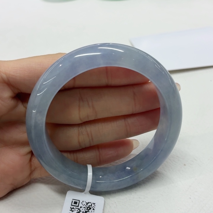 翡翠未镶嵌手镯缅甸翡翠手镯54.2冰胶浓紫