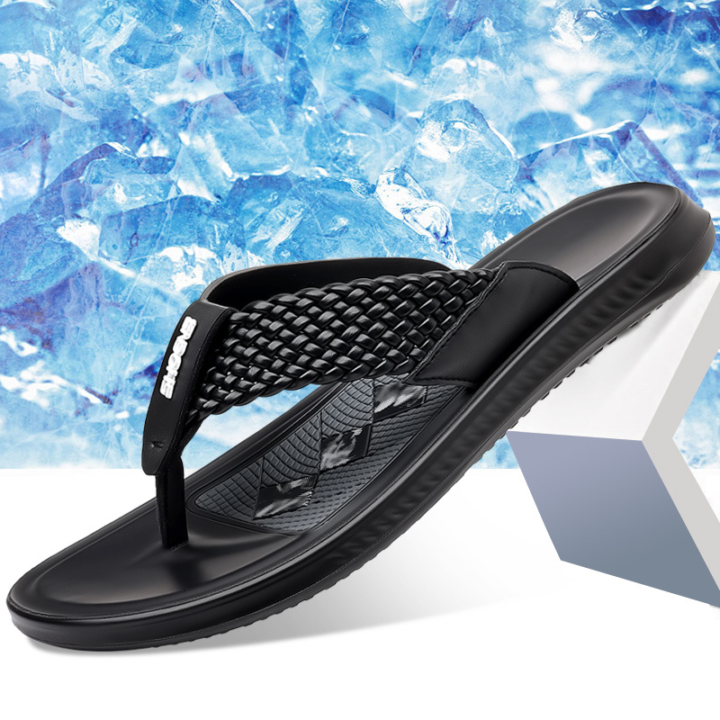 编织皮人字拖韩版沙滩鞋夹趾拖运动拖鞋