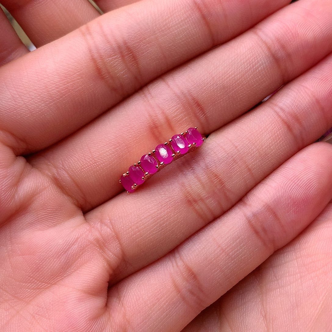 红宝石戒指银S925镶嵌