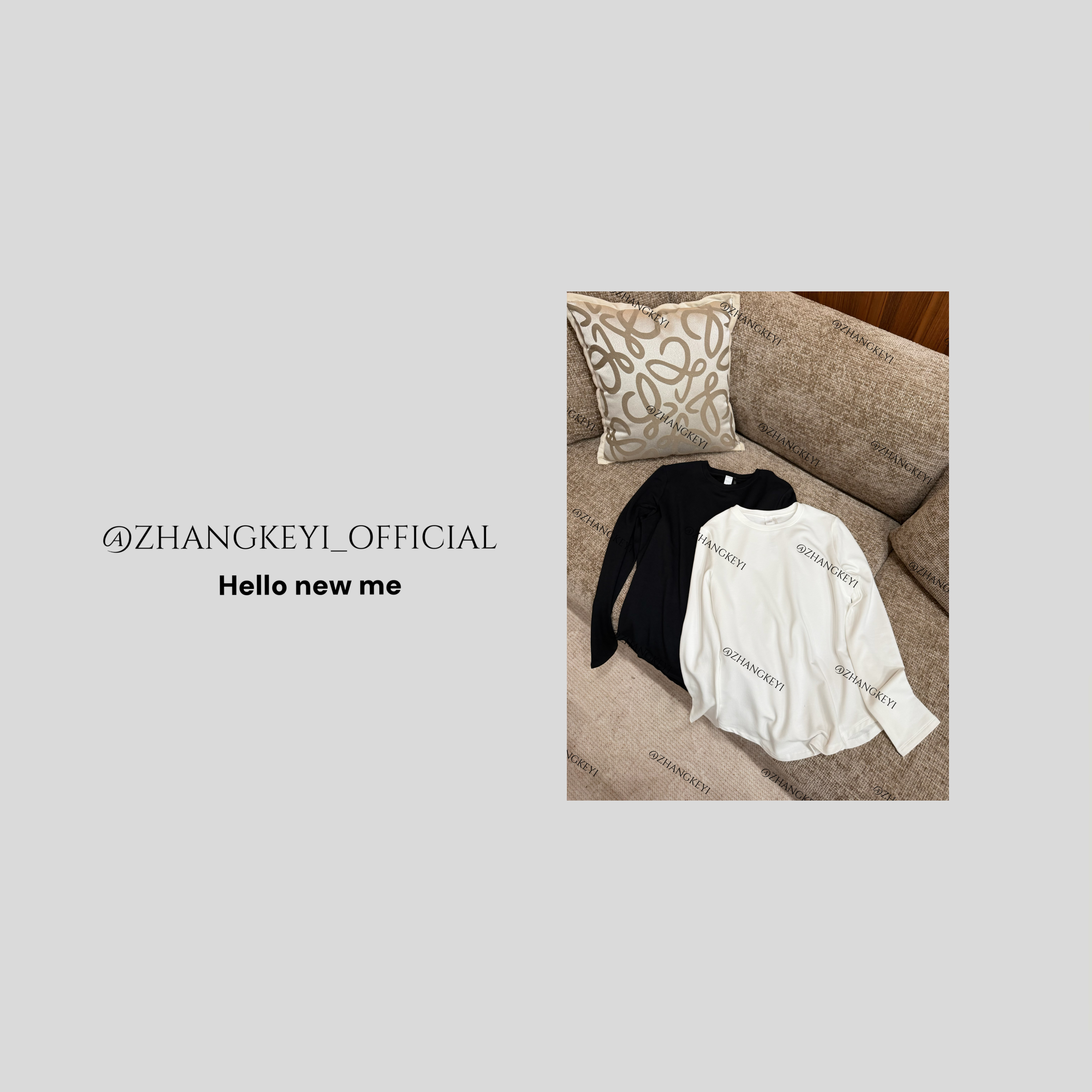 【张可以】LU-莫代尔高织拉绒圆领打底长袖T恤