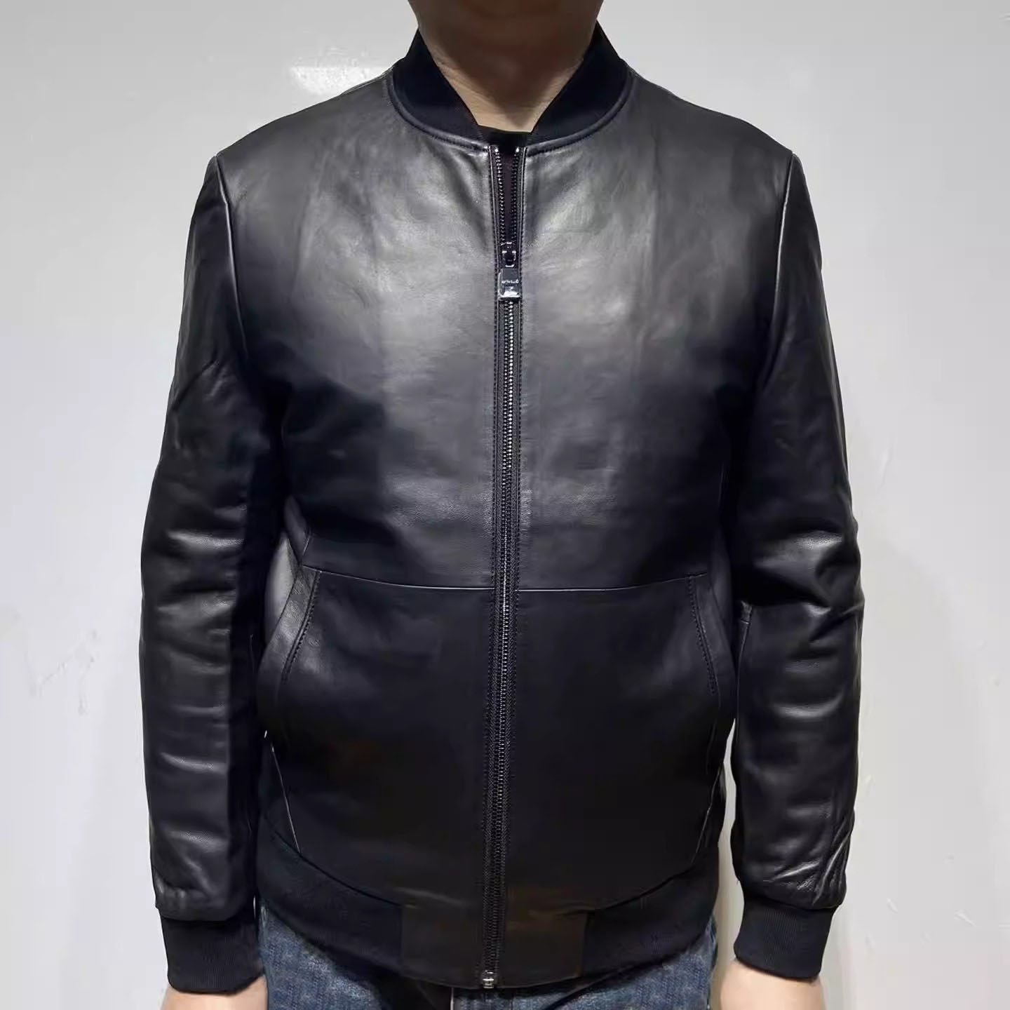 H1281春秋男士皮衣 绵羊皮革拉链商务休闲外套 时尚都市 105116