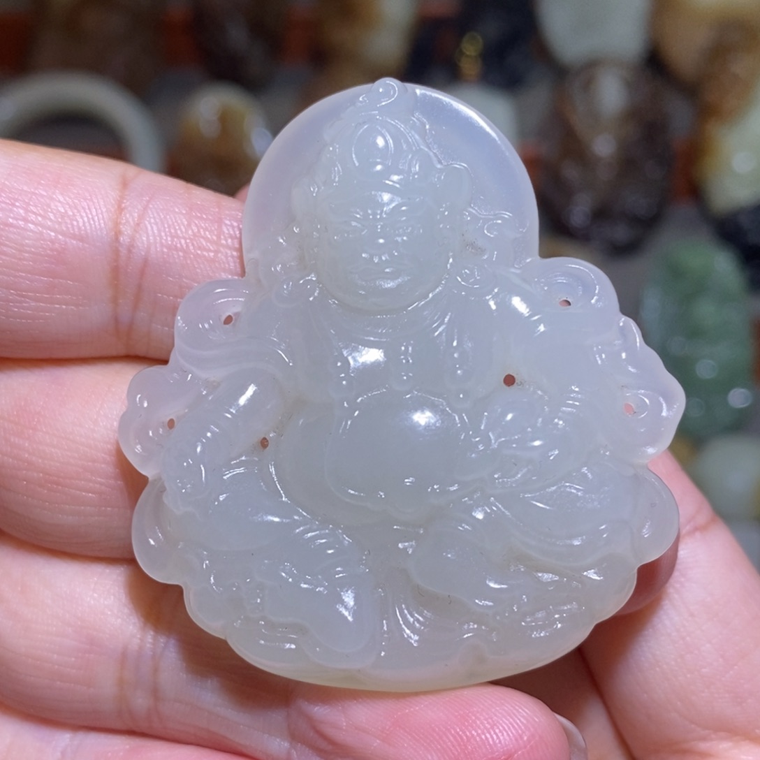 颈饰未镶嵌和田玉（白玉）黄财神