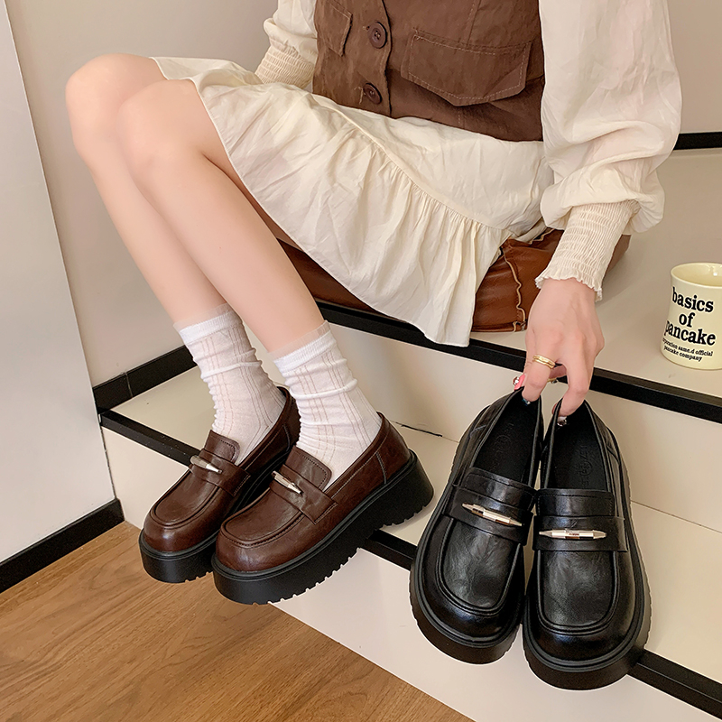 厚底小皮鞋女2025秋季新款法式复古增高JK玛丽珍单鞋厚底乐福鞋