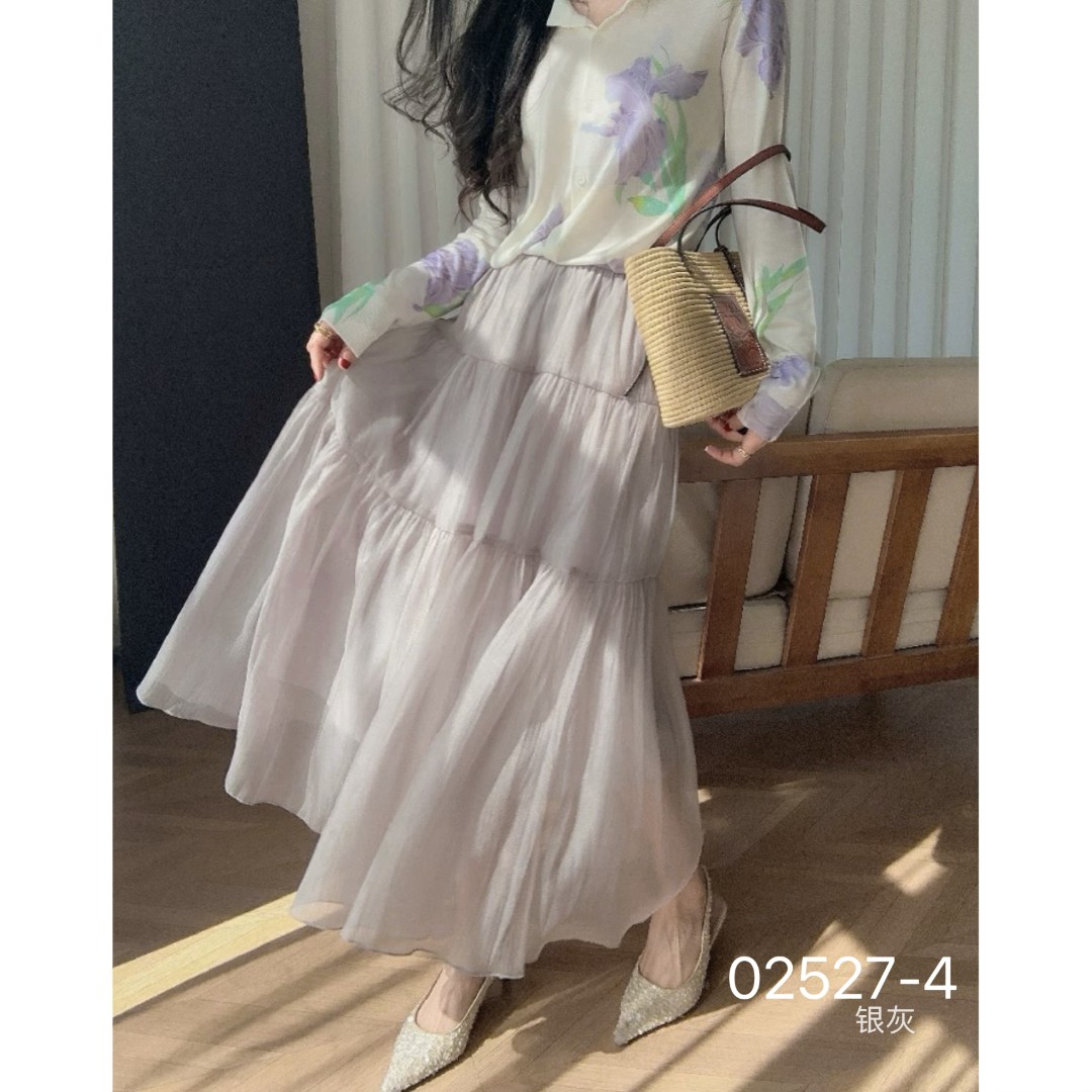 02527-4 SANFAN  新款韩版珠光感薄款伞裙
