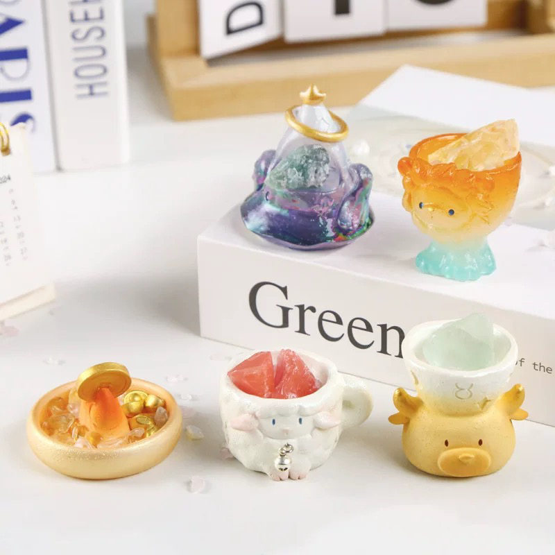 【拆盒】十二星座PAI水晶盲盒原石小豆丁摆件创意手办矿石生日礼物